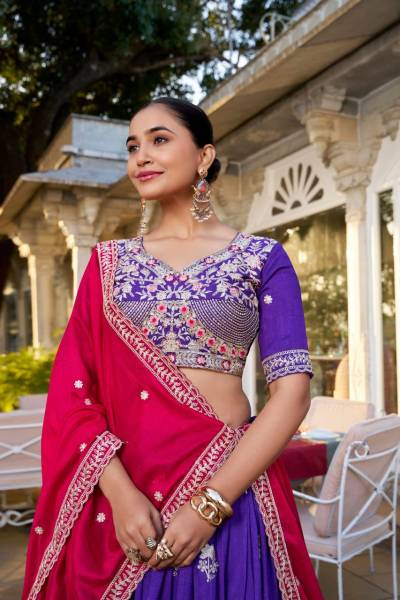 LNB KESHVI 1414 PURPLE DESIGNER SILK LEHENGA CHOLI WHOLESALER IN INDIA